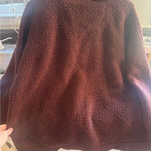 Aerie Deep Brown/Red Sherpa Pullover